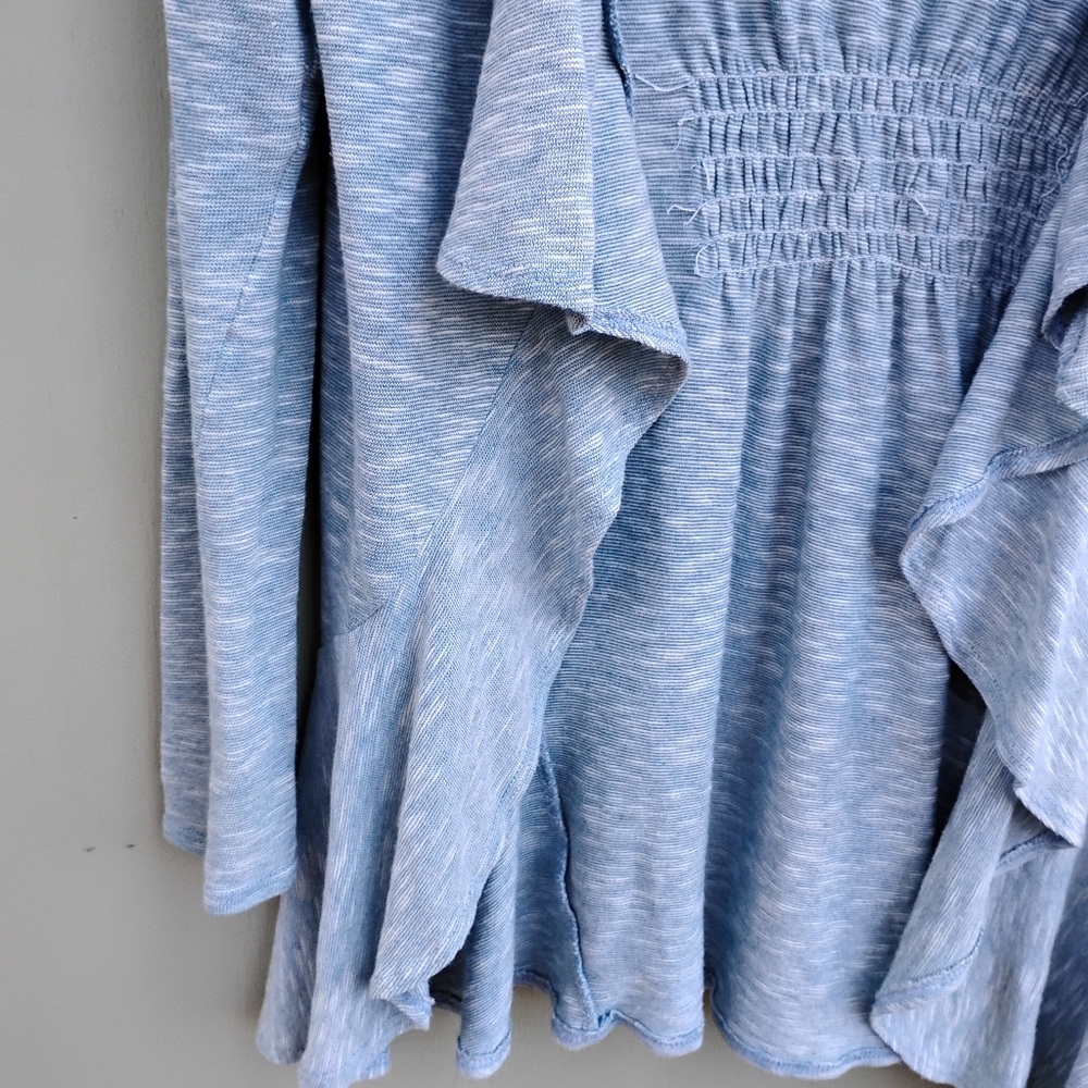 Love on a Hanger Blue Open Front Cardigan with Ruffled Sleeves - Picture 7 of 10